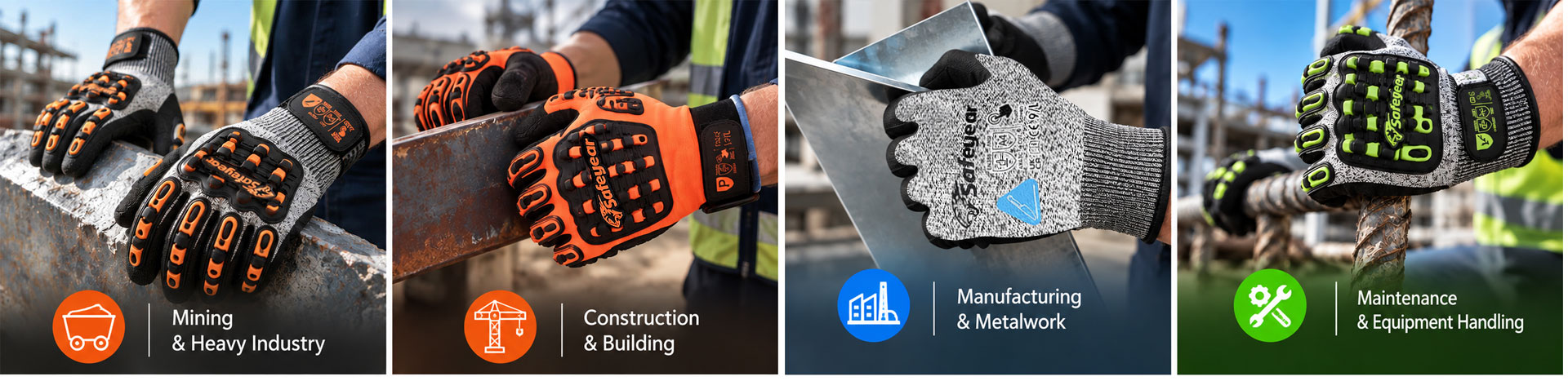 Cut & Impact Resistant Work Gloves Guantes de trabajo resistentes a cortes e impactos para trabajos mineros e industriales pesados