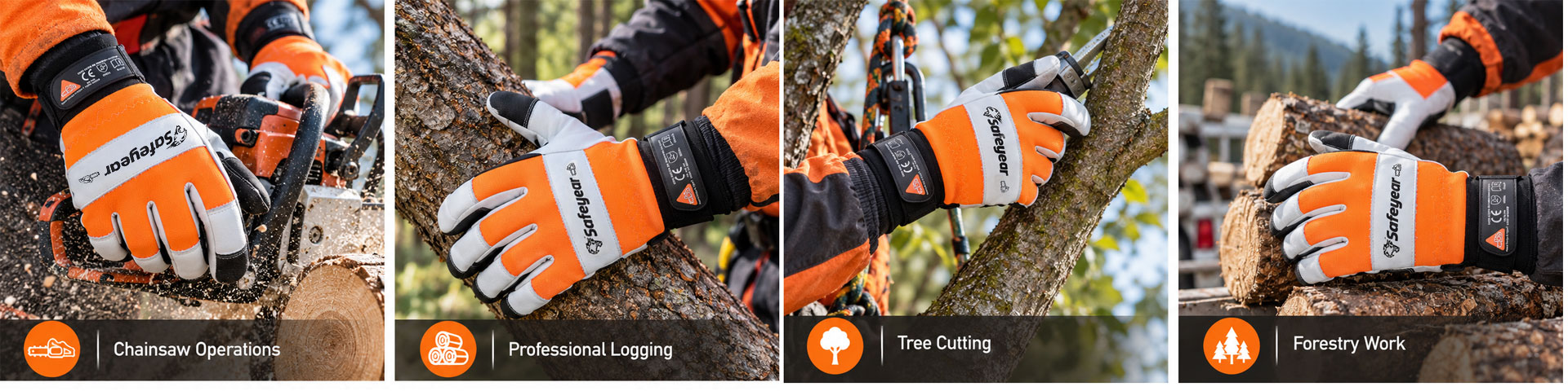 Safeyear Forestry & Chainsaw Protective Gloves Guantes protectores para motosierras para operaciones forestales, madereras, de corte de árboles y con motosierras.