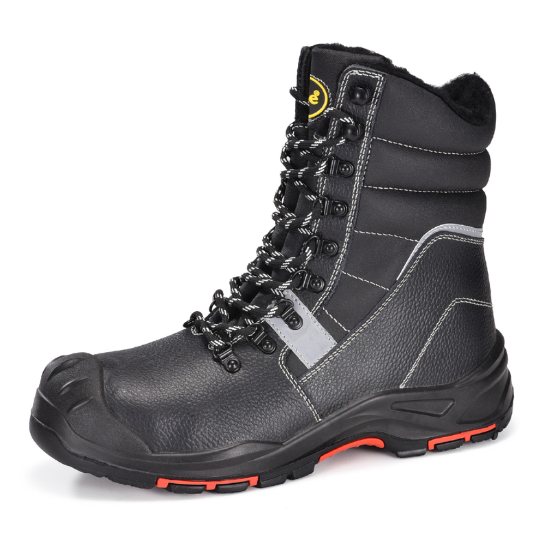 Botas de seguridad de invierno con punta de acero con tibia de cordero de cordero forrado H-9439