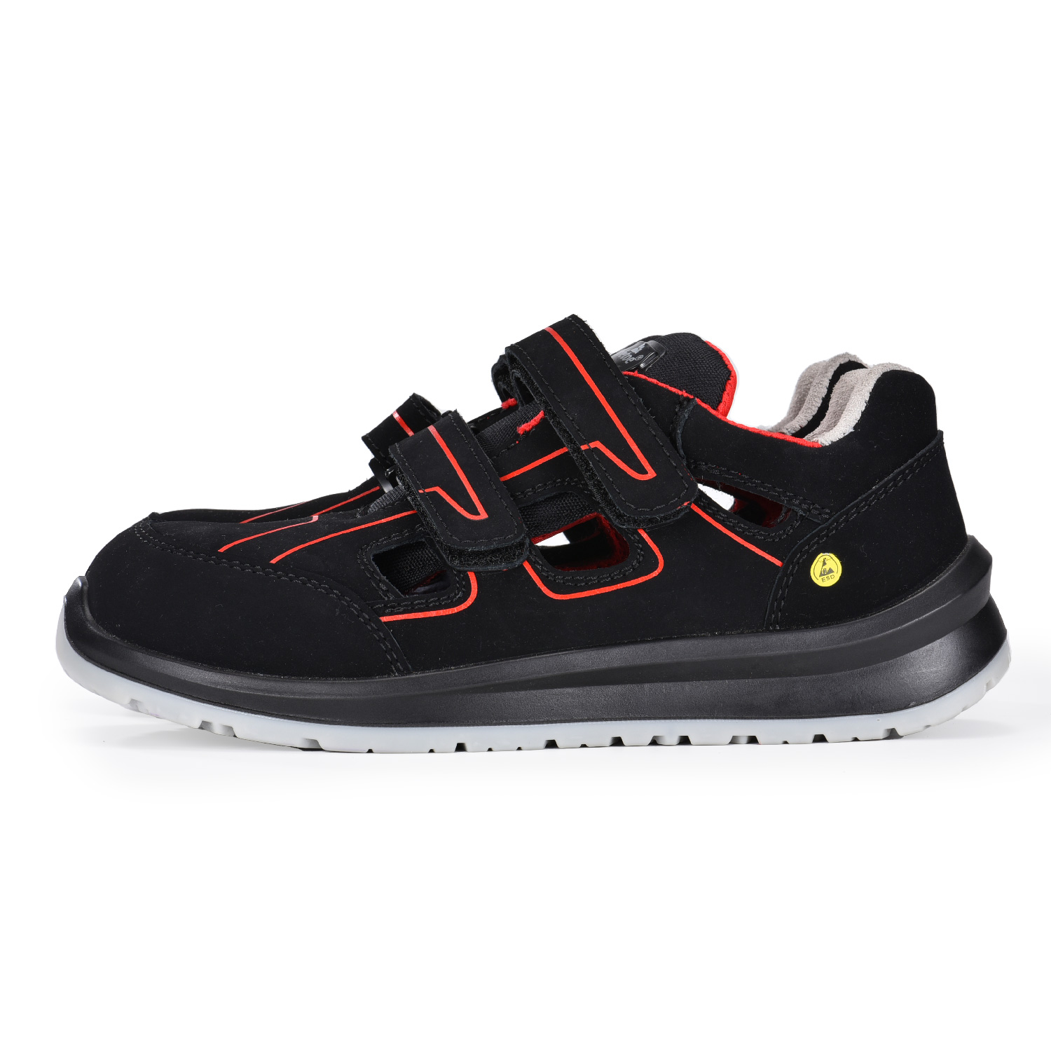 Zapatos de Seguridad S1P Antideslizantes con Gorro Protector Cierre con Velcro L-7518B Rojo