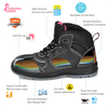 Botas de trabajo de seguridad en negro de cuero impermeable para la construcción de mujeres M-8516W