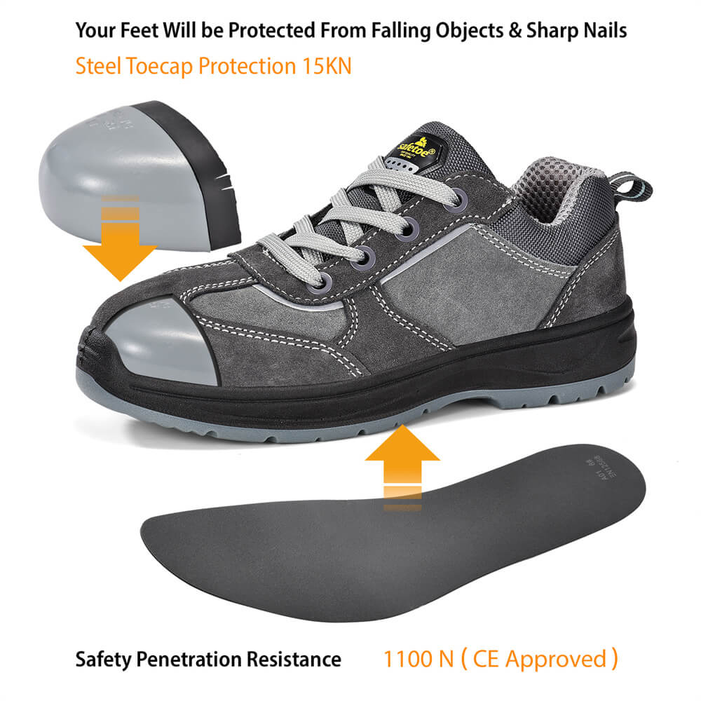 Zapatos de trabajo de seguridad antideslizantes con punta de acero para mujer L-7508W Gamuza