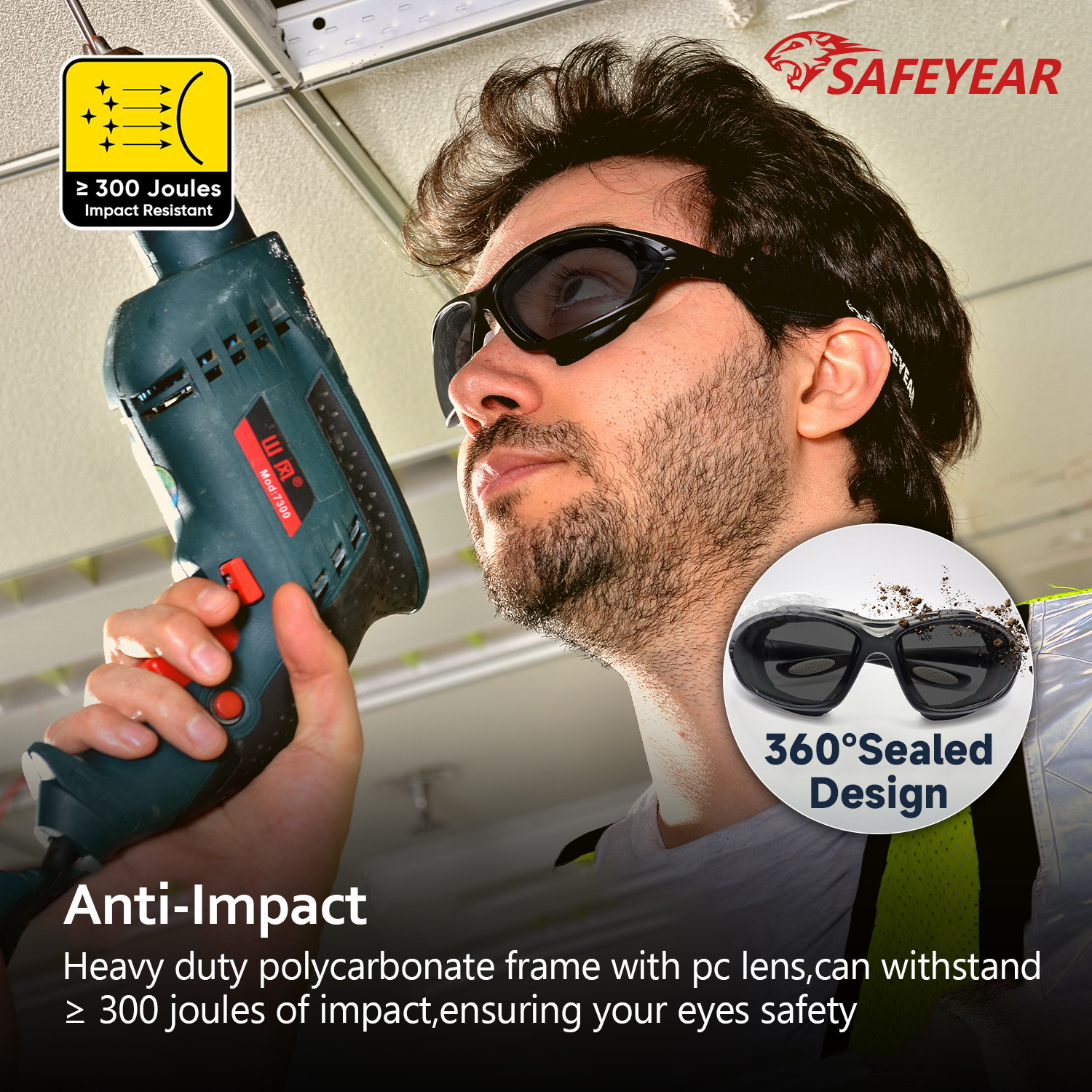 Gafas de sol de seguridad de lente negra SG002 Negro