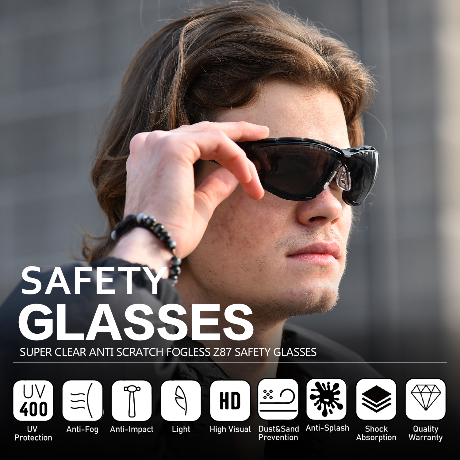 Gafas de seguridad protectores de stock listos para mujeres SG037 Negro