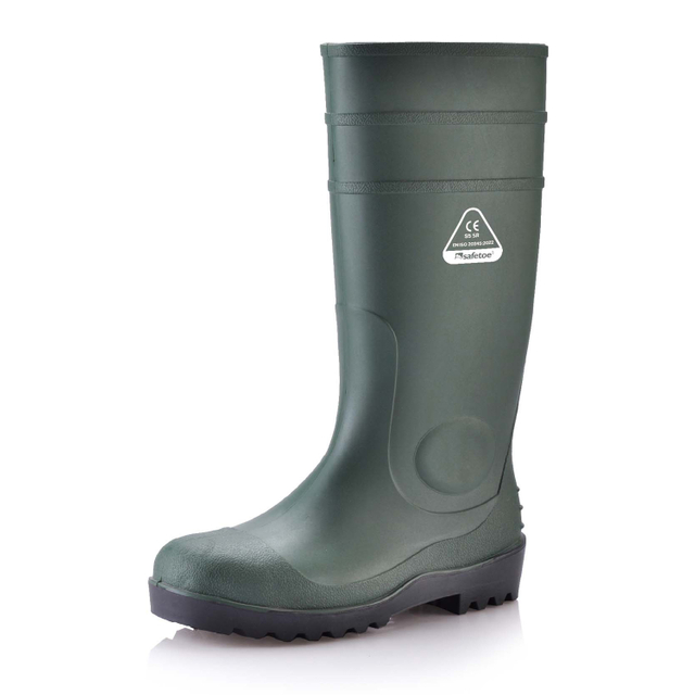 Botas de seguridad de PVC impermeables W-6037 verde