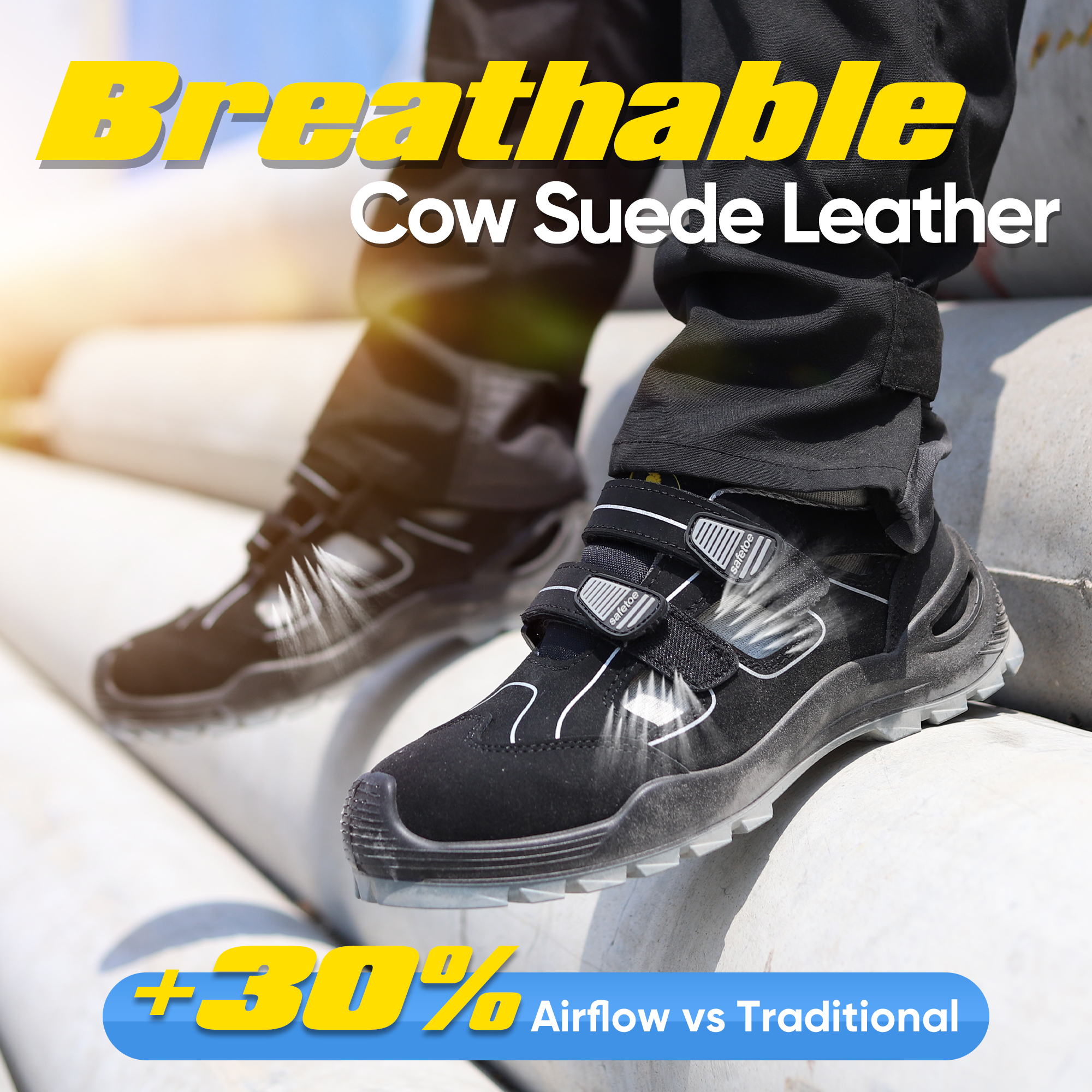 Sandalias de seguridad de cuero livianas zapato de trabajo con tapa compuesta S1P L-7518