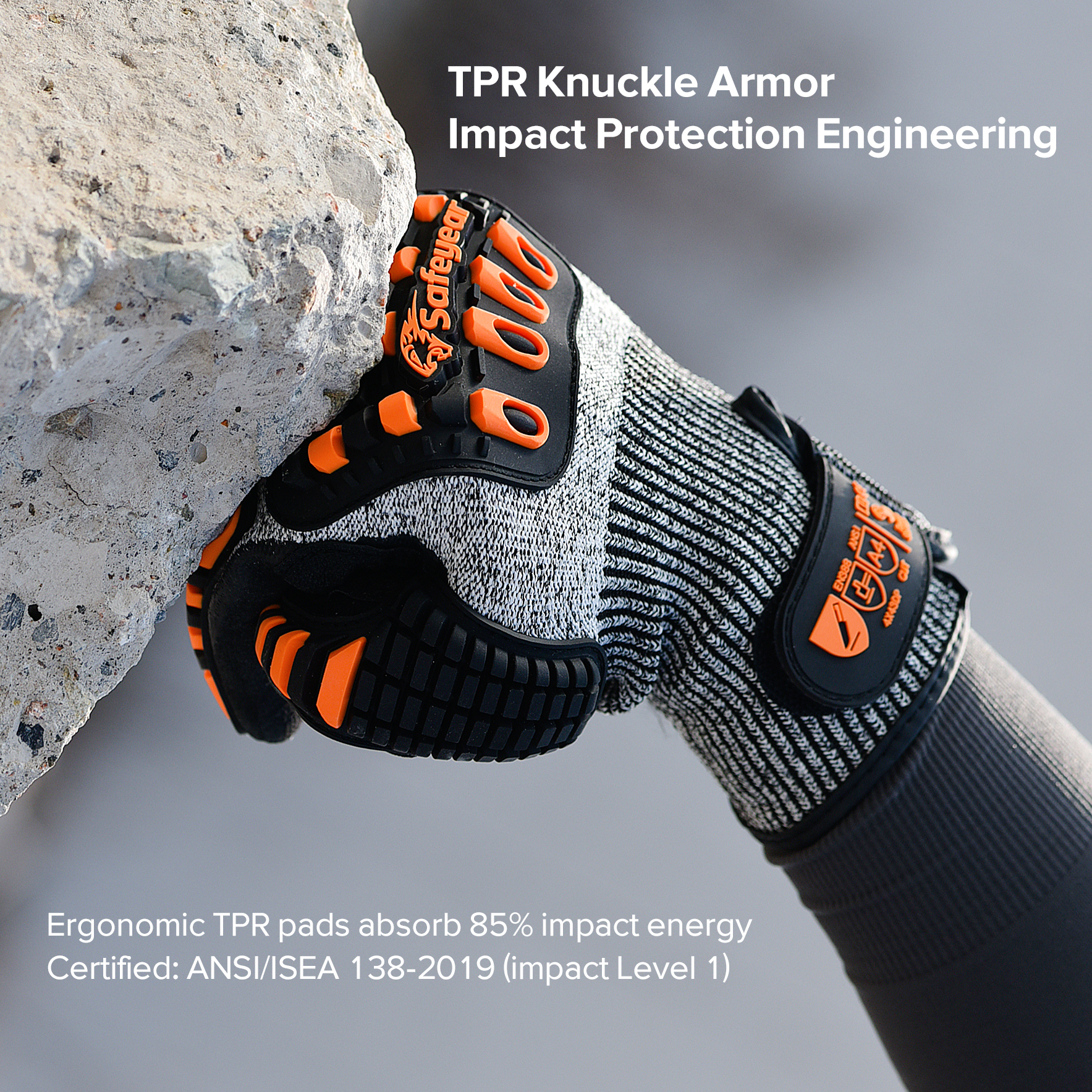 Guantes de trabajo de fábrica Guantes de trabajo mecánicos resistentes a los cortes TPR9004 Naranja