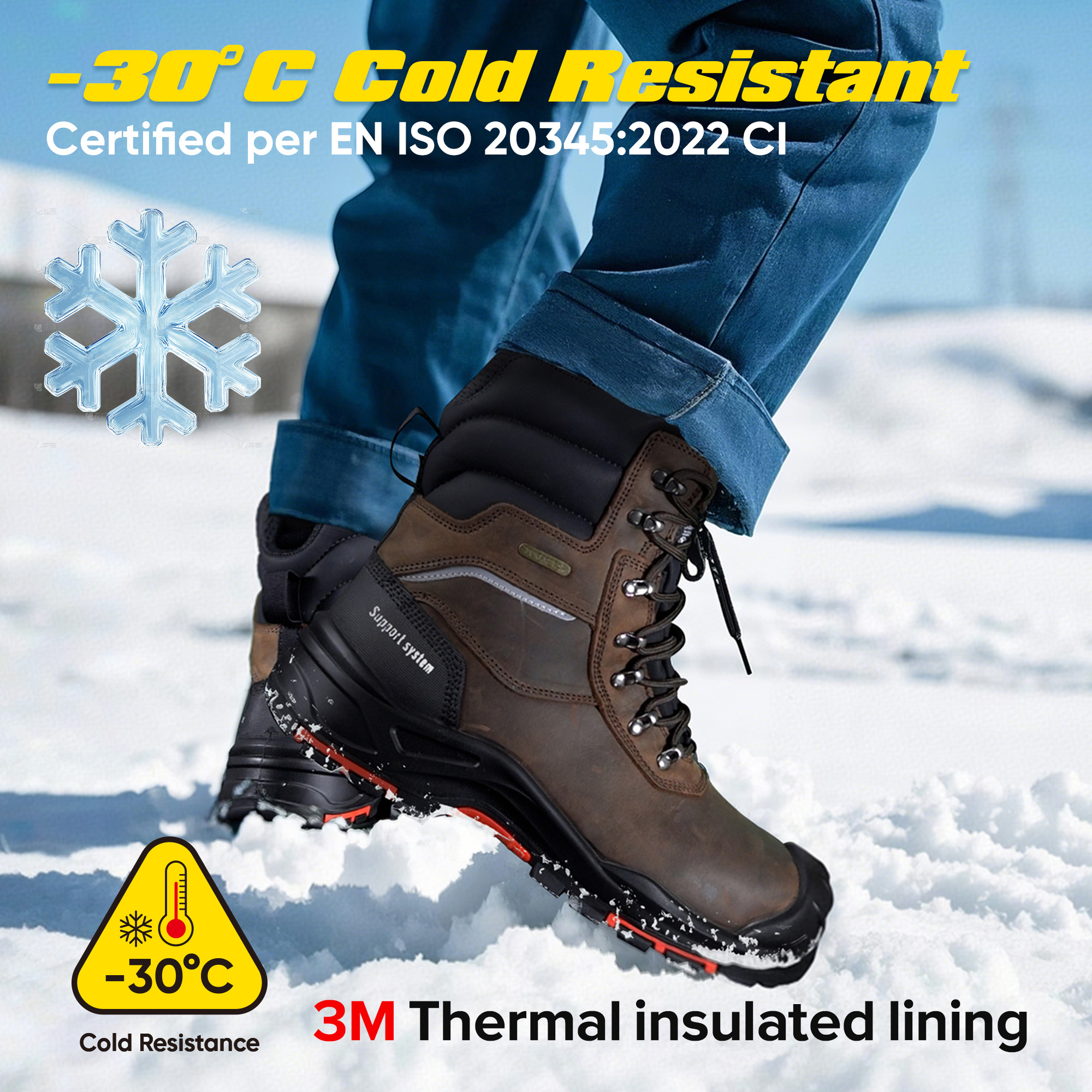 Botas de seguridad tibia para hombres botas de trabajo resistentes al aceite impermeable H-9552