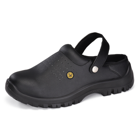 Zapatos de trabajo de cocina con punta de acero para chef de la industria alimentaria CleanShield SB | L-7096BK