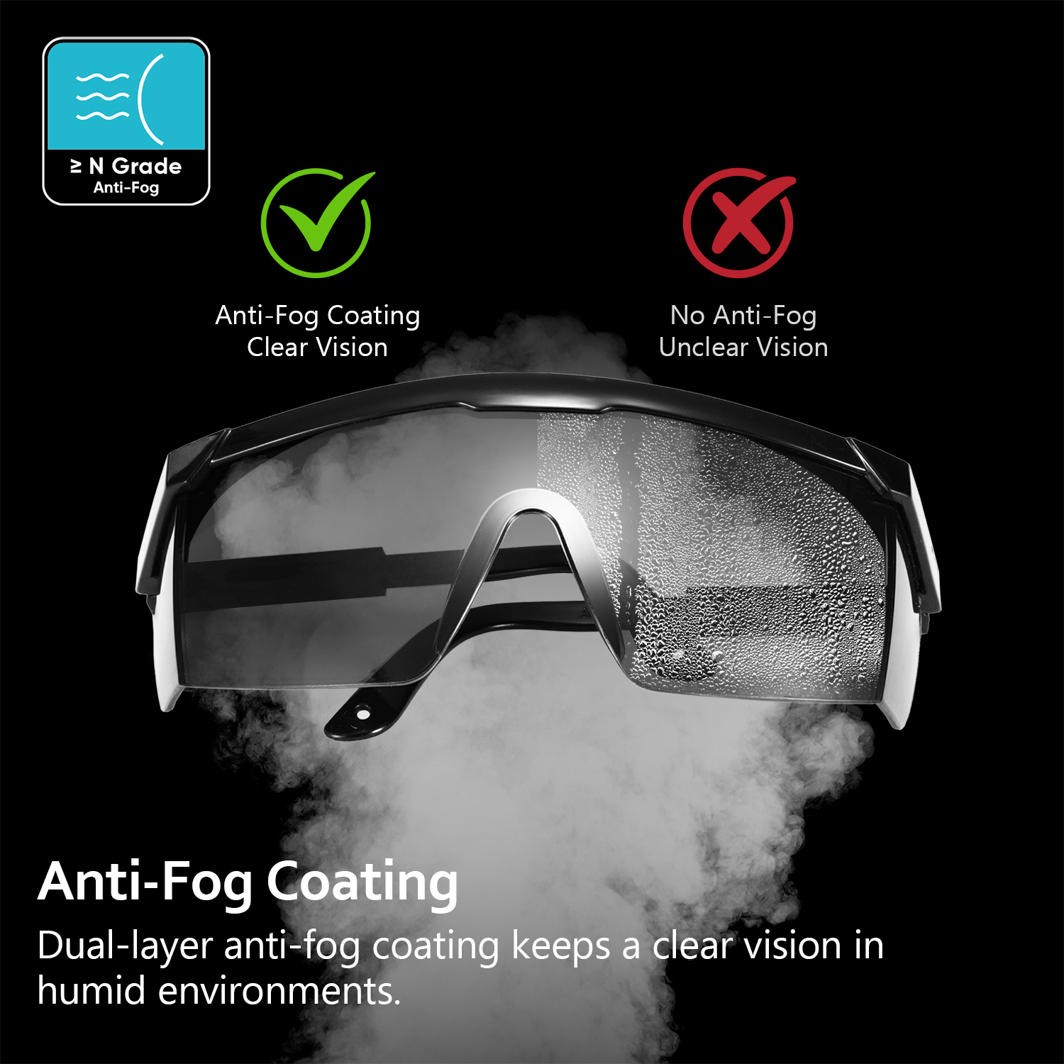  Gafas de seguridad de PC oscuro KS102 Negro