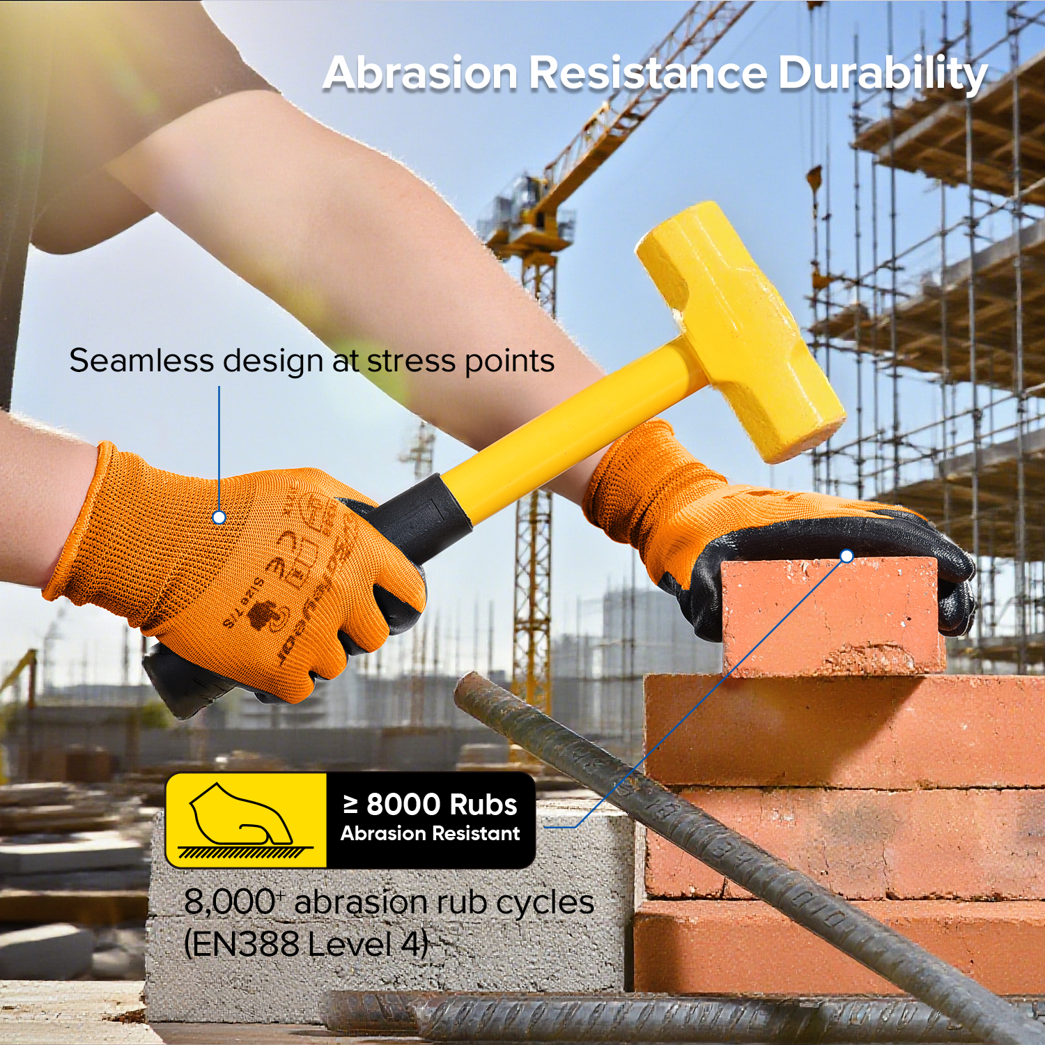 Guantes de trabajo de seguridad recubiertos de nitrilo N1552 Naranja