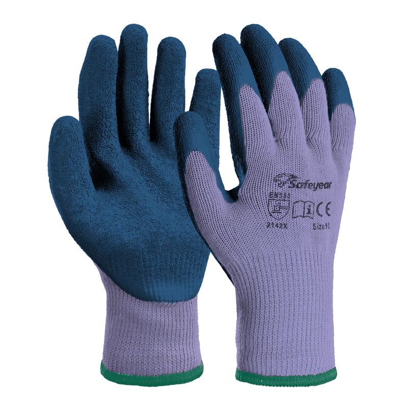 Guantes de trabajo de seguridad recubiertos de látex LY-3013 Púrpura