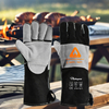 Guantes resistentes al calor para soldar guantes de cuero de vaca FL-1023 negro y gris
