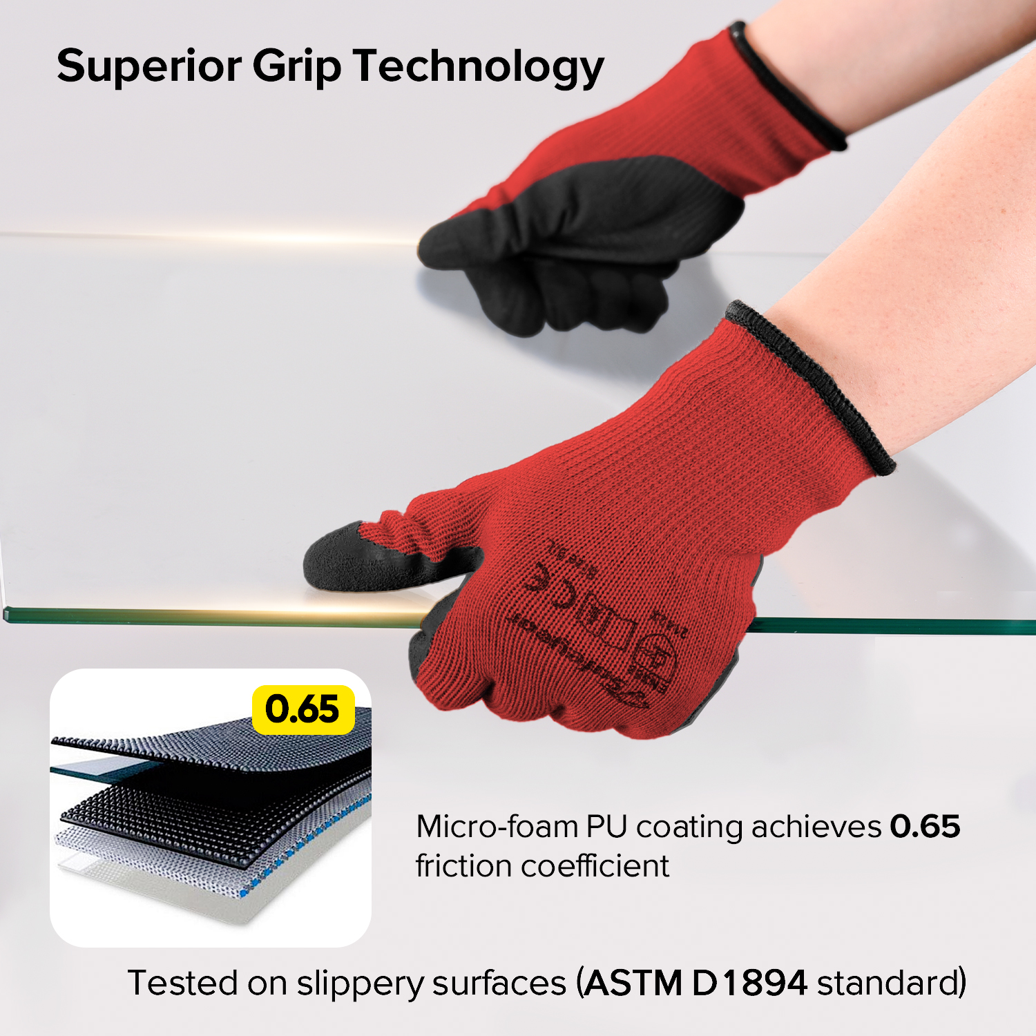 Guantes de trabajo de seguridad recubiertos de látex LY-3013 Grip Guarder Rojo