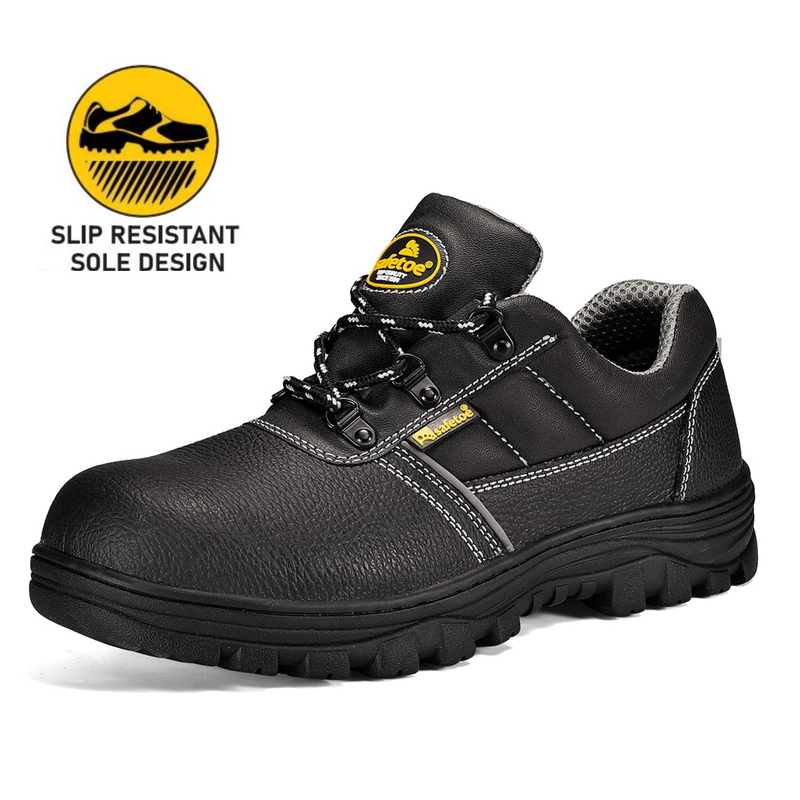 Zapatos de seguridad para el trabajo de carnicero y cocinero antideslizantes de cocina de cuero negro