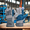 Guante Anticorte con Palma de Cuero Guantes de Impacto de Cuero FL-1015 Azul