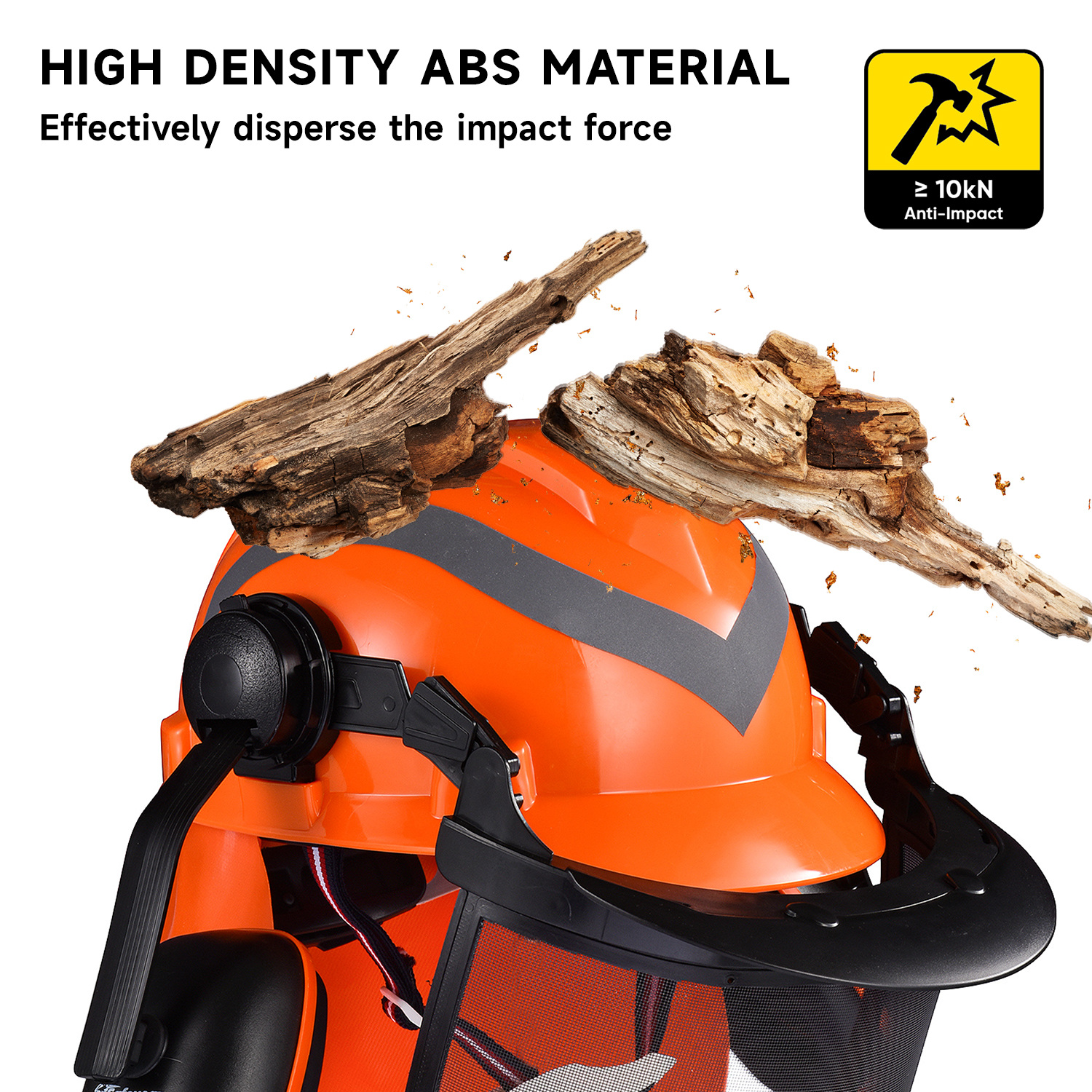 Cascos forestales y sombrero de protección de escudo de cara M-5009 naranja