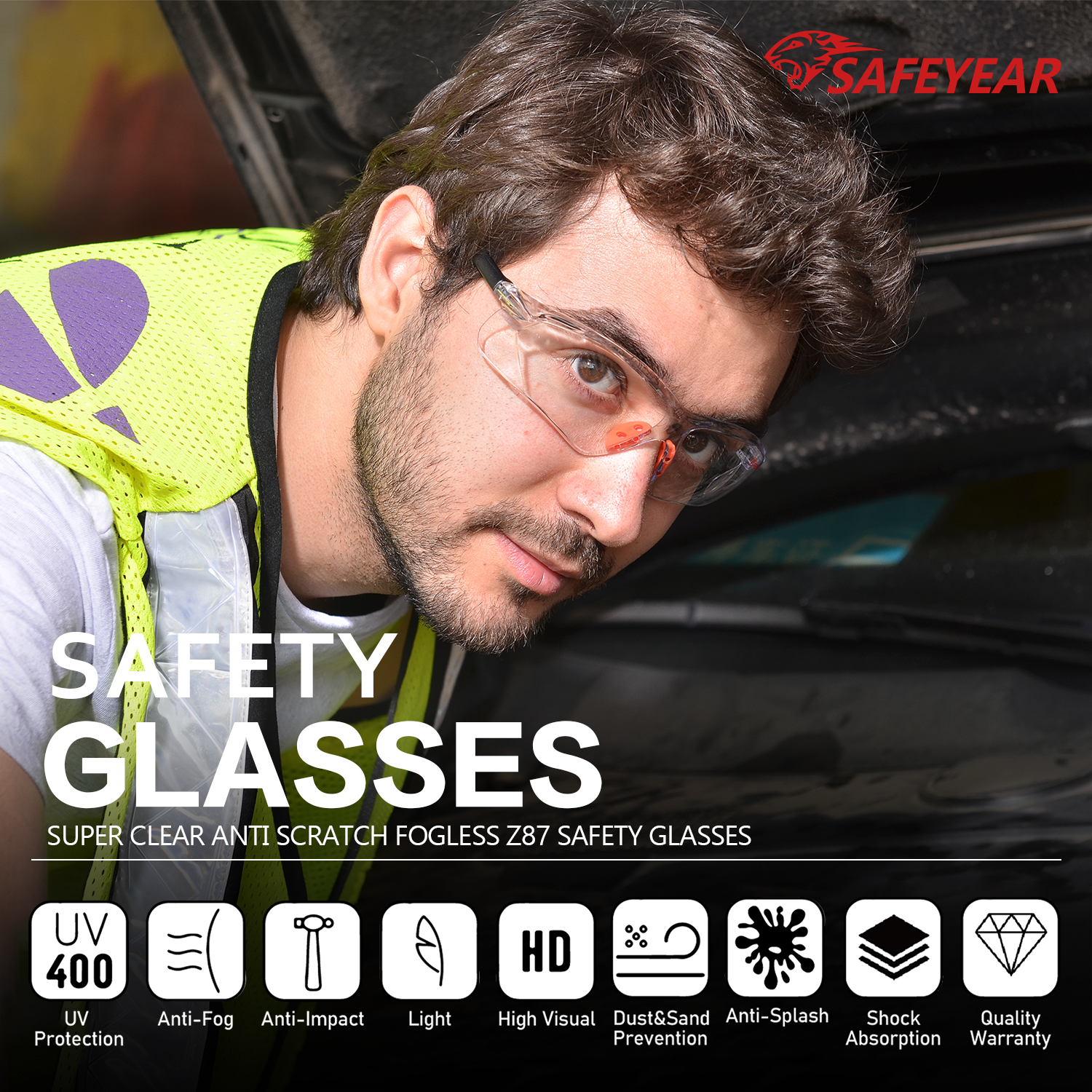 Estado listo Claro de gafas de seguridad industrial sg003or