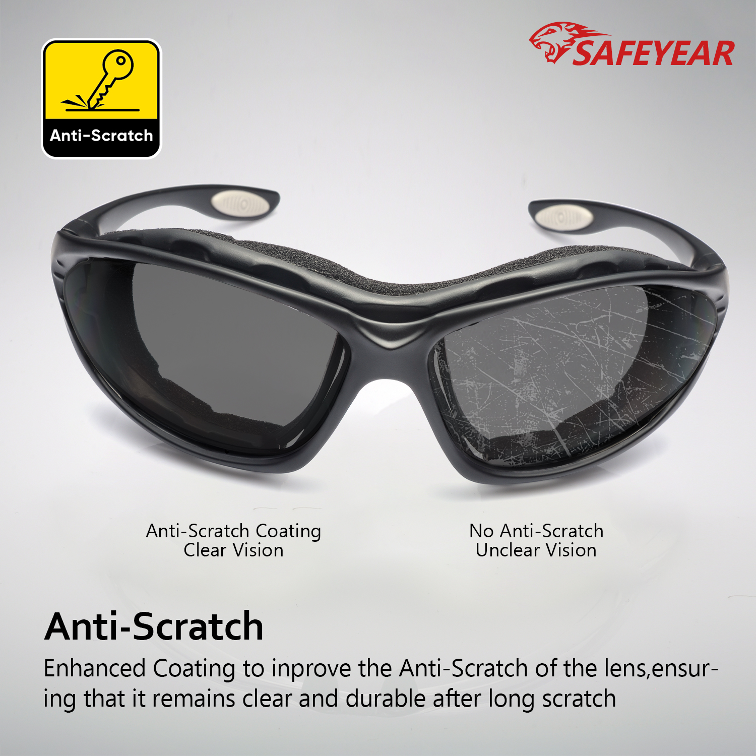 Gafas de sol de seguridad de lente negra SG002 Negro