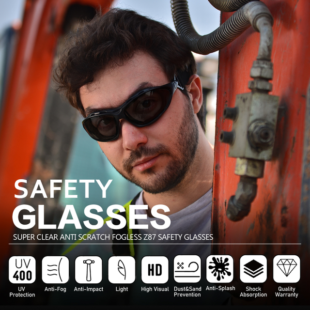 Gafas de sol de seguridad de lente negra SG002 Negro