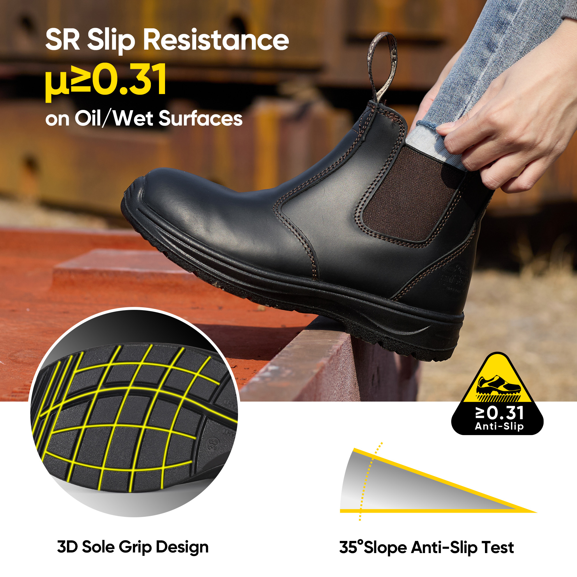 Zapatos de trabajo sin resbalón para mujer El mejor toe de acero en las botas de trabajo de las mujeres M-8025W