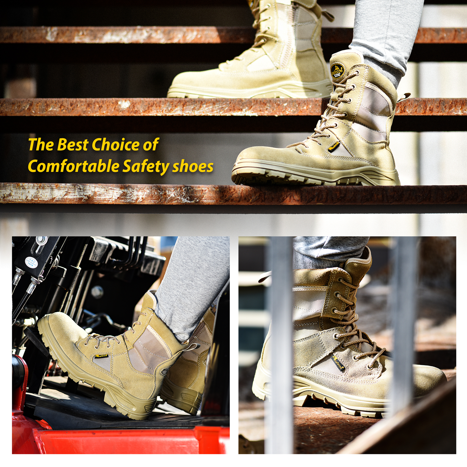 Botas de trabajo de seguridad de combate S1P H-9438 beige