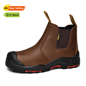 Botas de distribuidor de cuero sin cordones con punta compuesta M-8025NBO