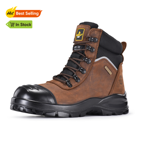 AS/NZS 2210 Botas de trabajo de seguridad con punta compuesta Membrana impermeable M-8577 Marrón