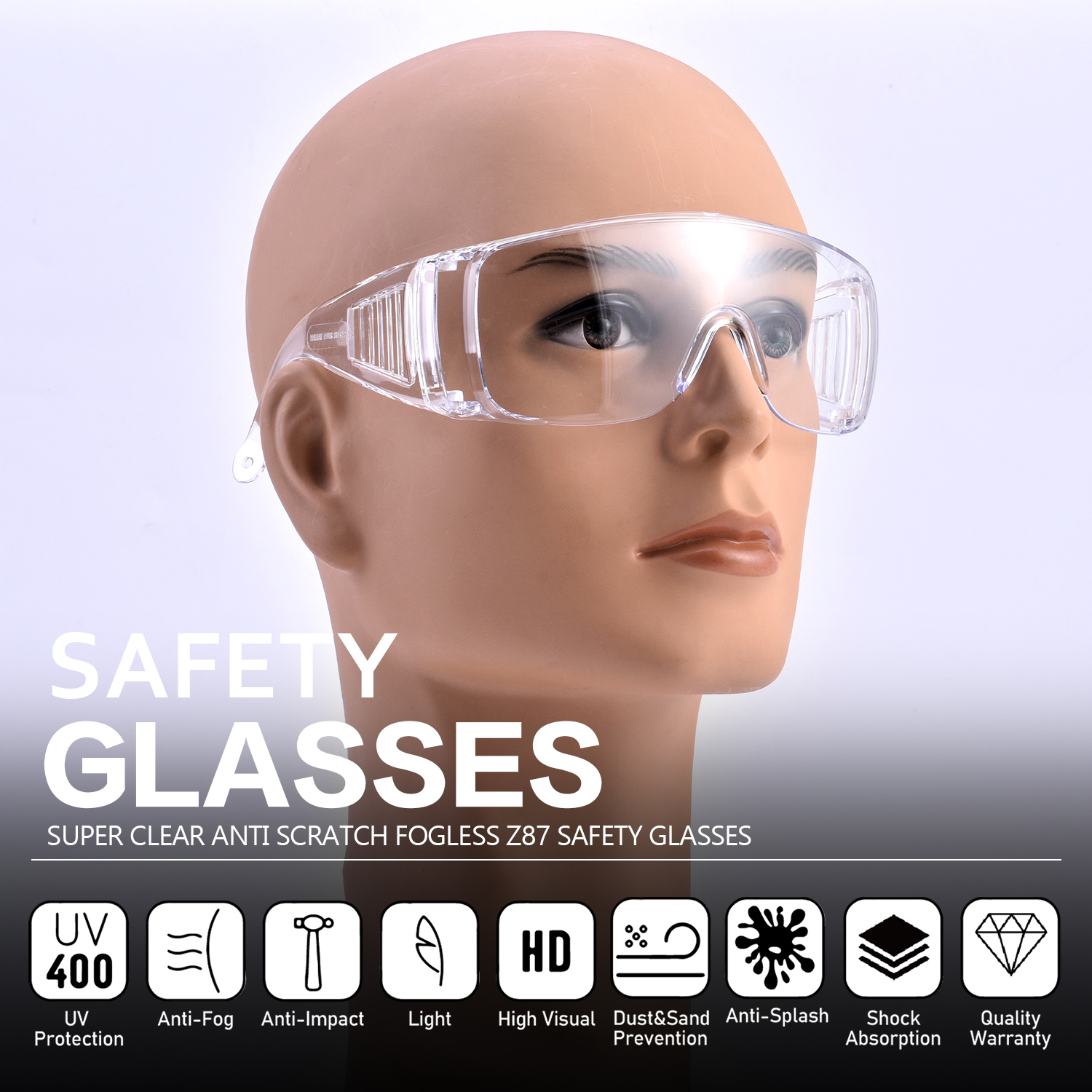 Caldo listo sobre vasos lentes de seguridad transparentes SG035