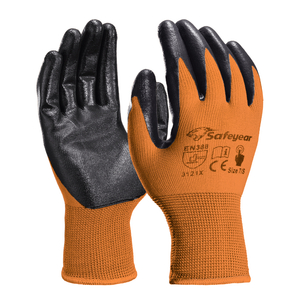 Guantes de trabajo de seguridad recubiertos de nitrilo N1552 Naranja