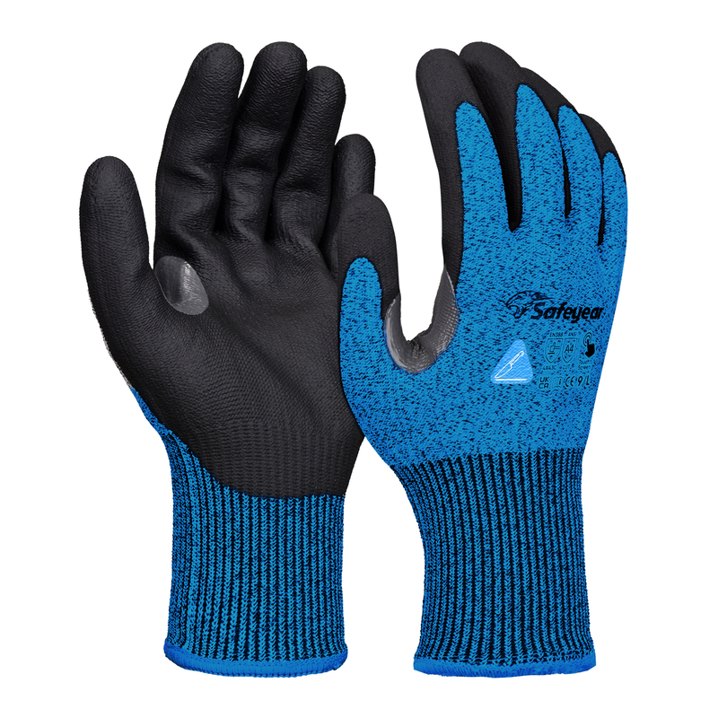 Guantes de trabajo de construcción Guantes de trabajo de seguridad resistentes a cortes PD8045 Azul