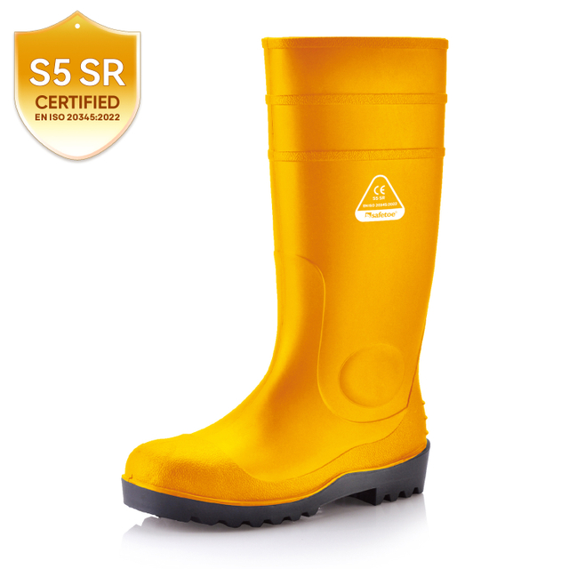 Botas de agua de seguridad S5 con acero - Botas de PVC impermeables W-6037 Amarillo AquaPioneer