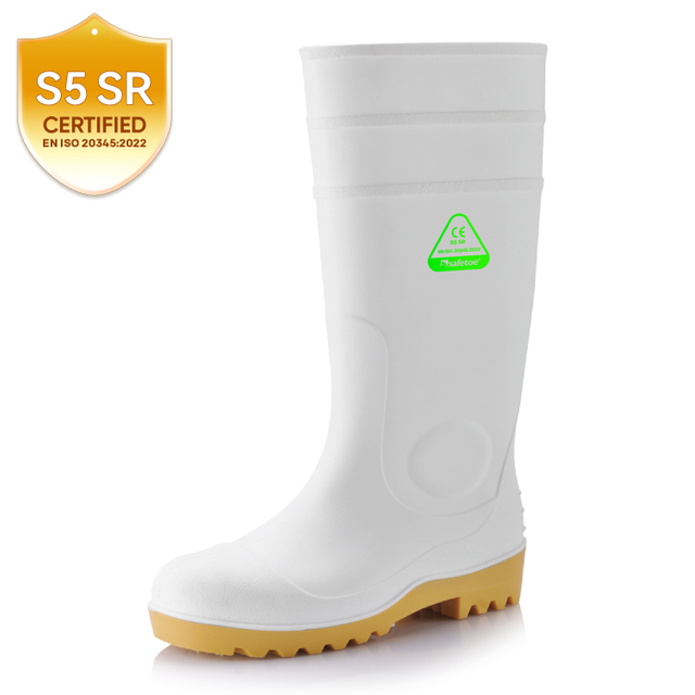 Botas de lluvia Wellington de PVC para limpieza y entornos industriales húmedos W-6037 Blanco AquaPioneer