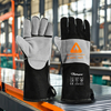 Guantes resistentes al calor para soldar guantes de cuero de vaca FL-1023 negro y gris