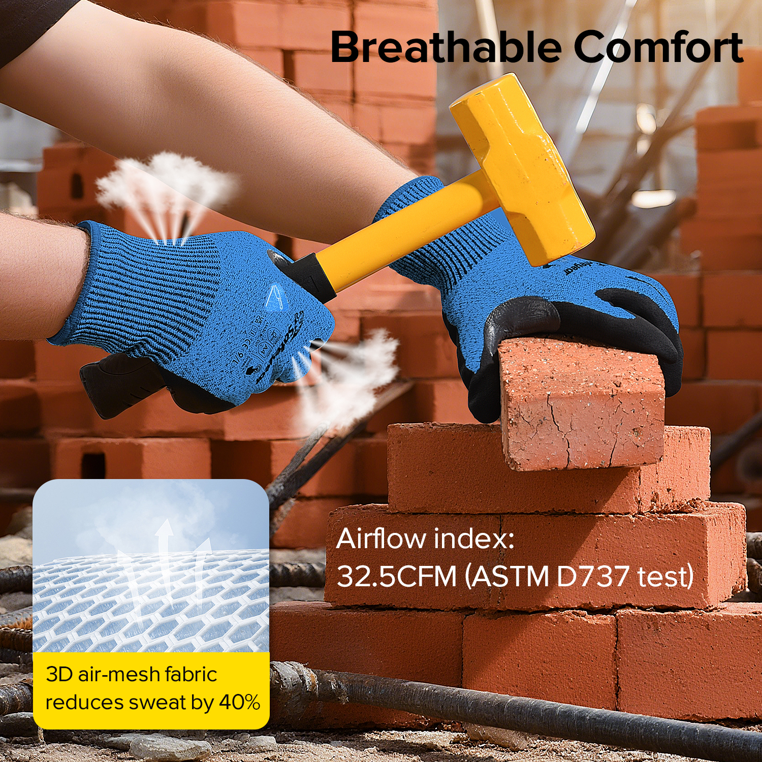 Guantes de trabajo de construcción Guantes de trabajo de seguridad resistentes a cortes PD8045 Azul