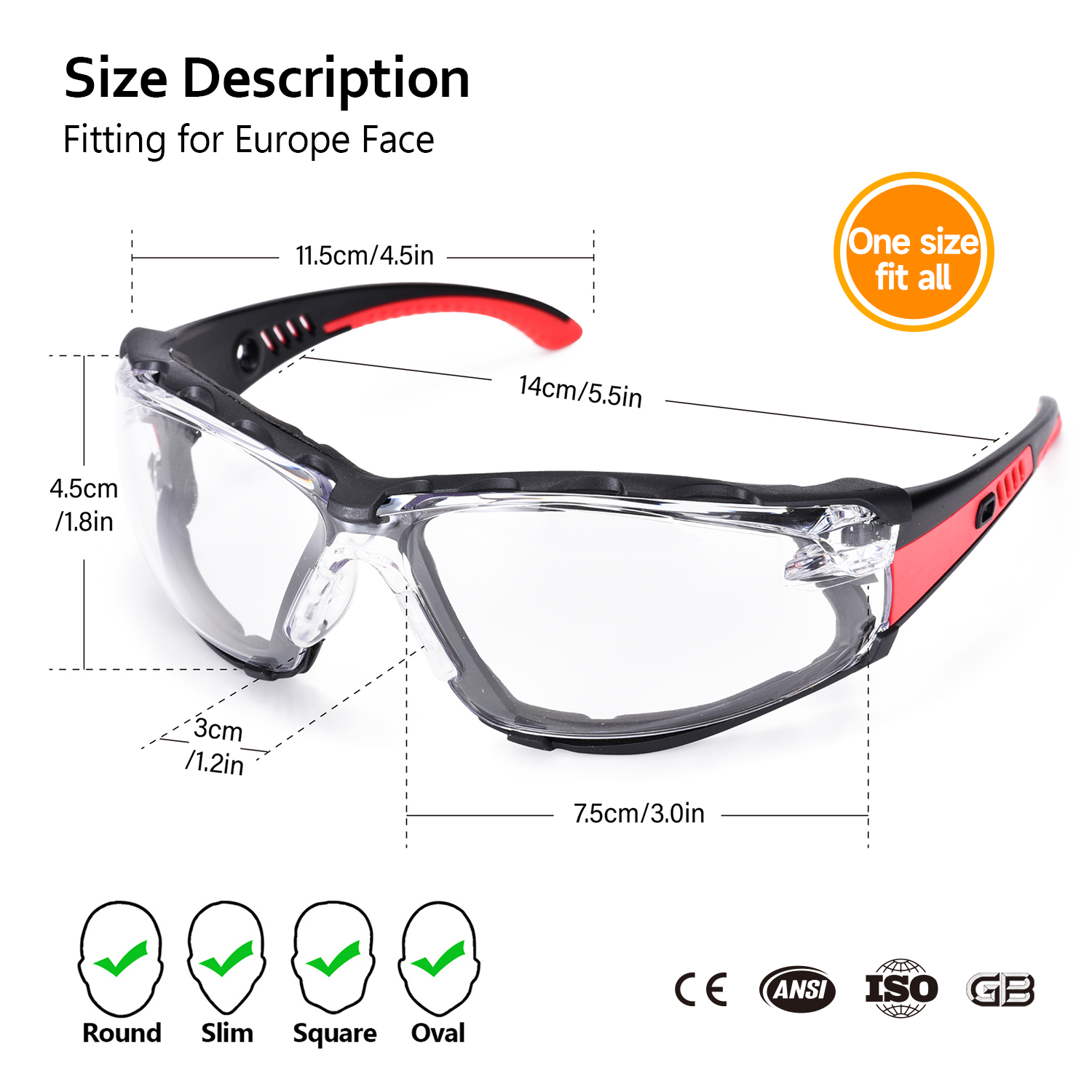 Gafas de seguridad antivaho para lugares de trabajo polvorientos con revestimiento de espuma | ANSI Z87.1 y EN166 SG037 Rojo