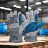 Guante Anticorte con Palma de Cuero Guantes de Impacto de Cuero FL-1015 Azul