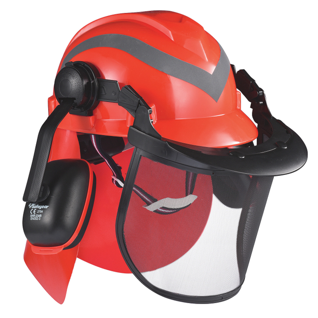 Helmets de seguridad y escudo de cara y orejera M-5009 rojo