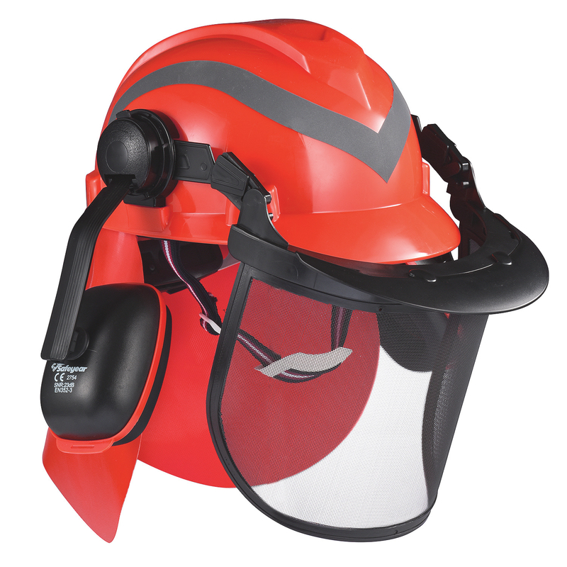 Helmets de seguridad y escudo de cara y orejera M-5009 rojo