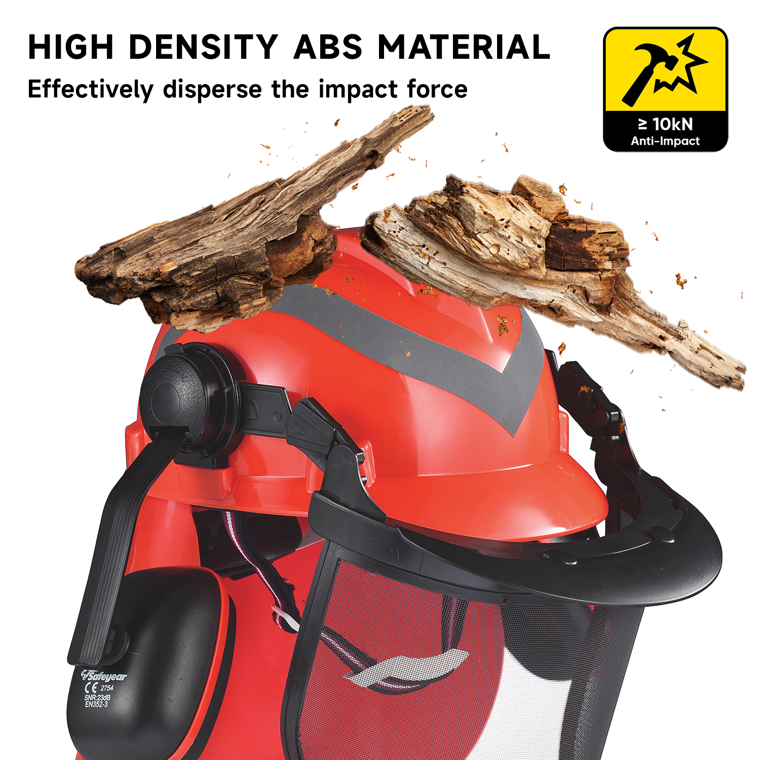 Helmets de seguridad y escudo de cara y orejera M-5009 rojo