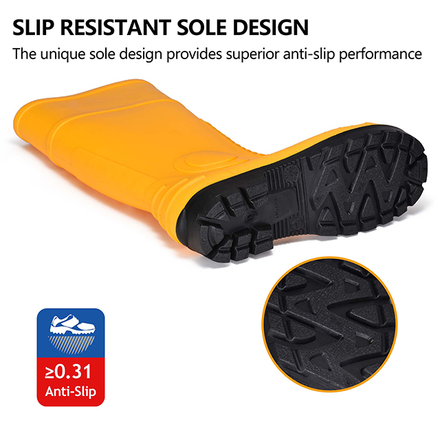 Botas de goma de PVC impermeable W-6055 amarillo