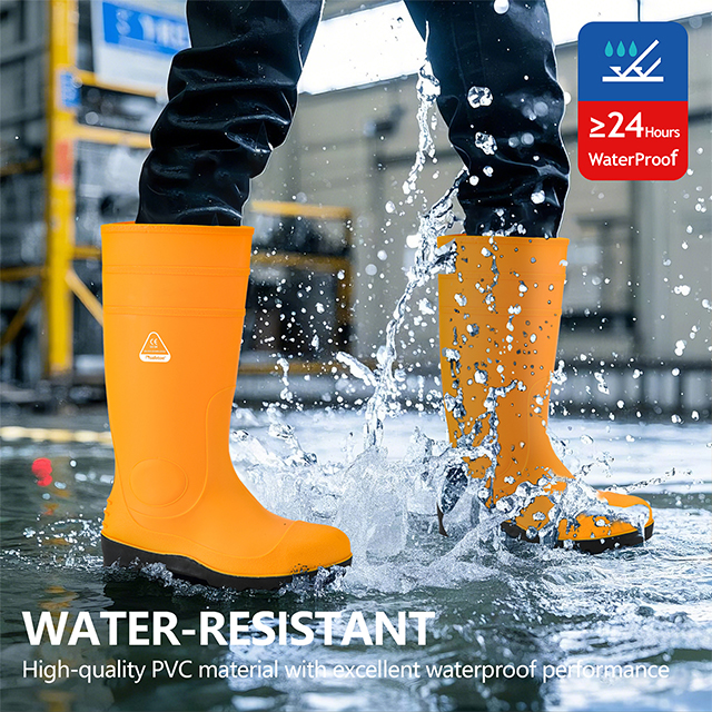 Botas de lluvia con punta de acero resistente W-6037 Amarillo