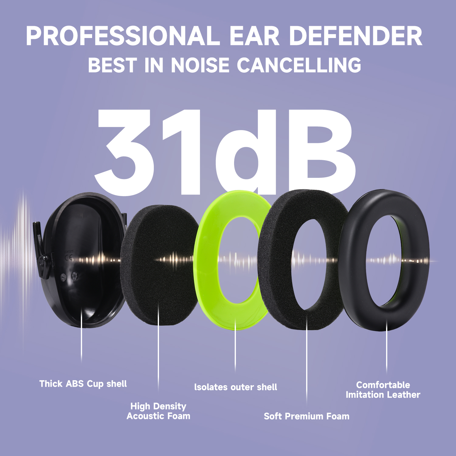 ABS Protección auditiva Muffs de orejas Protective Muffs Ready Stock FM-1B Verde