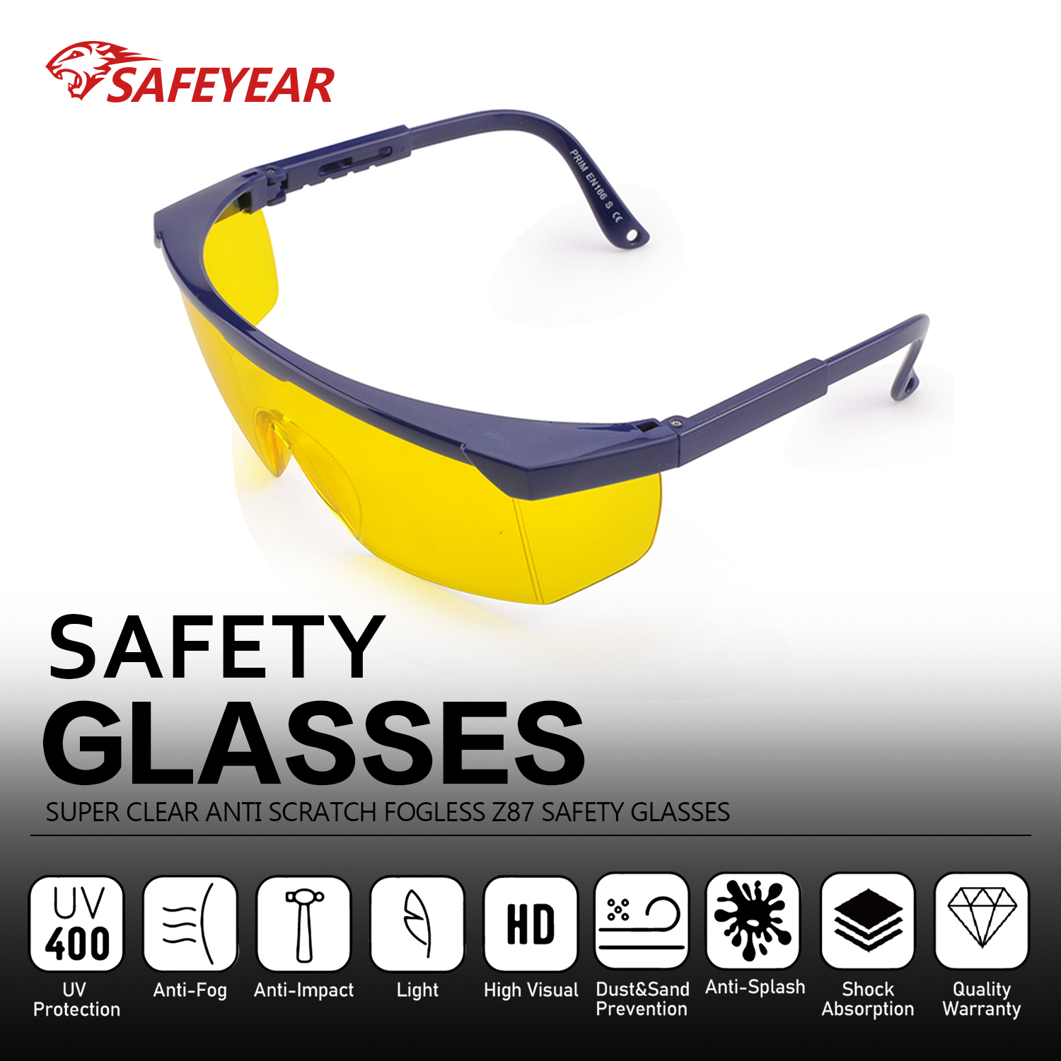 Gafas de seguridad para PC de protección con láser KS102 Amarillo