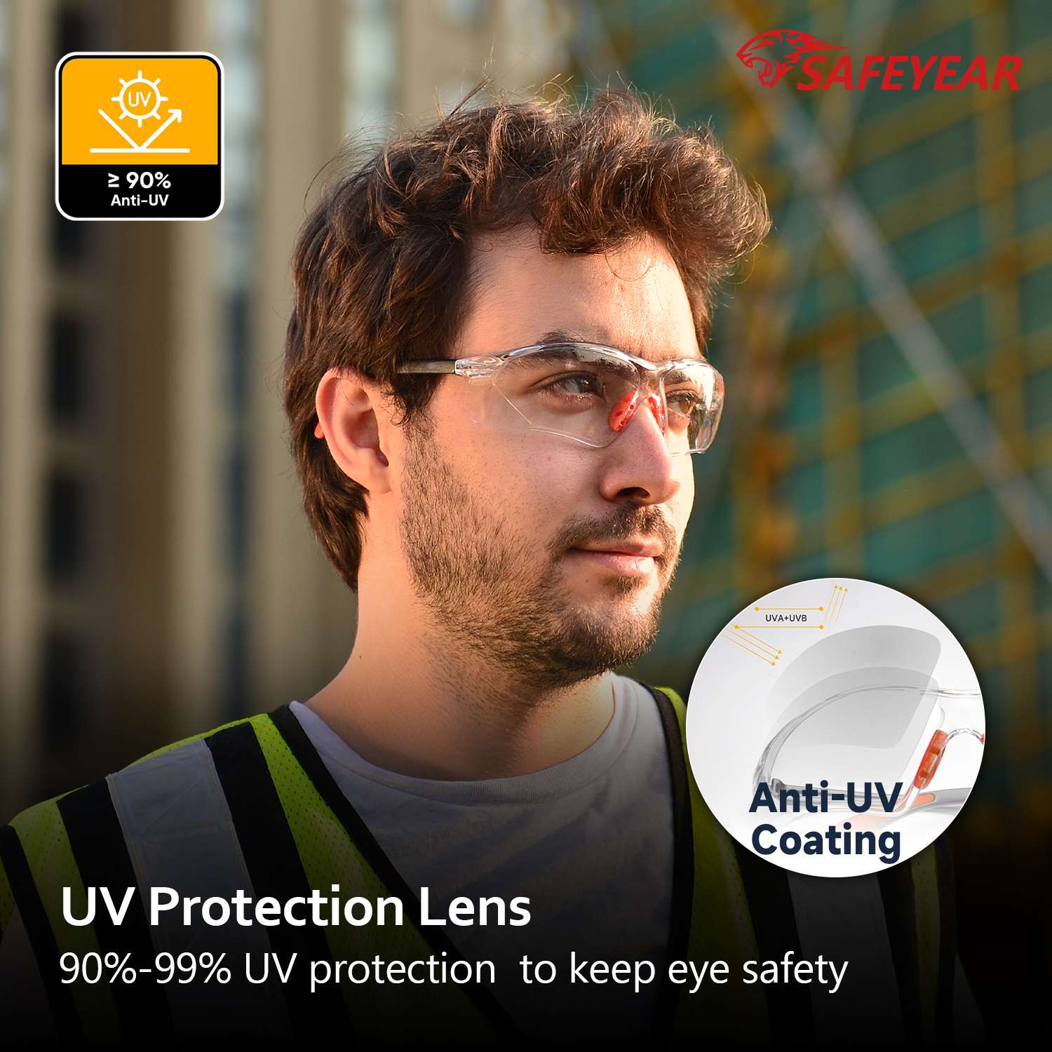 Estado listo Claro de gafas de seguridad industrial sg003or