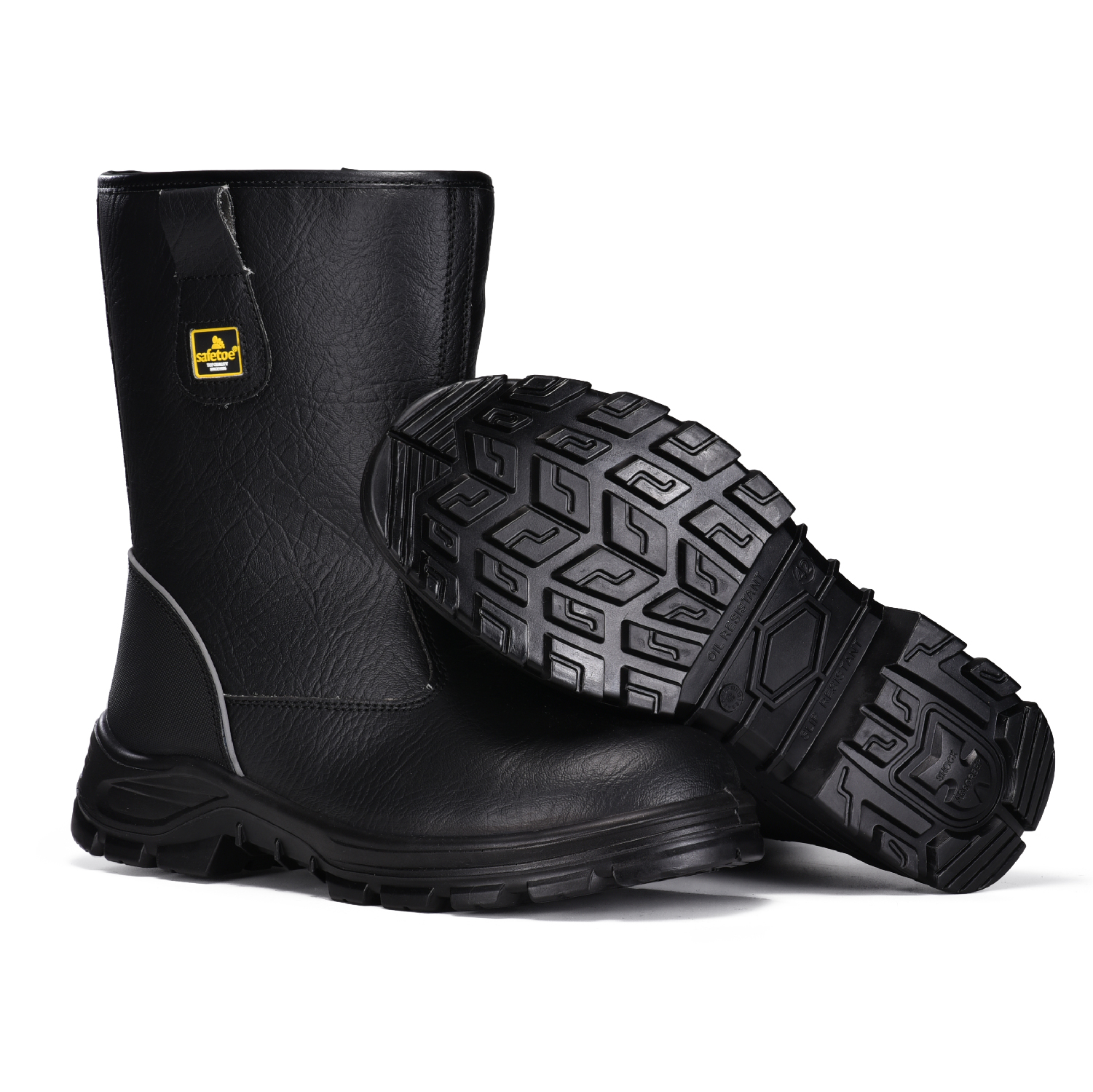 Botas industriales y de construcción con punta de acero para hombre para trabajo en el sitio H-9430 Negro