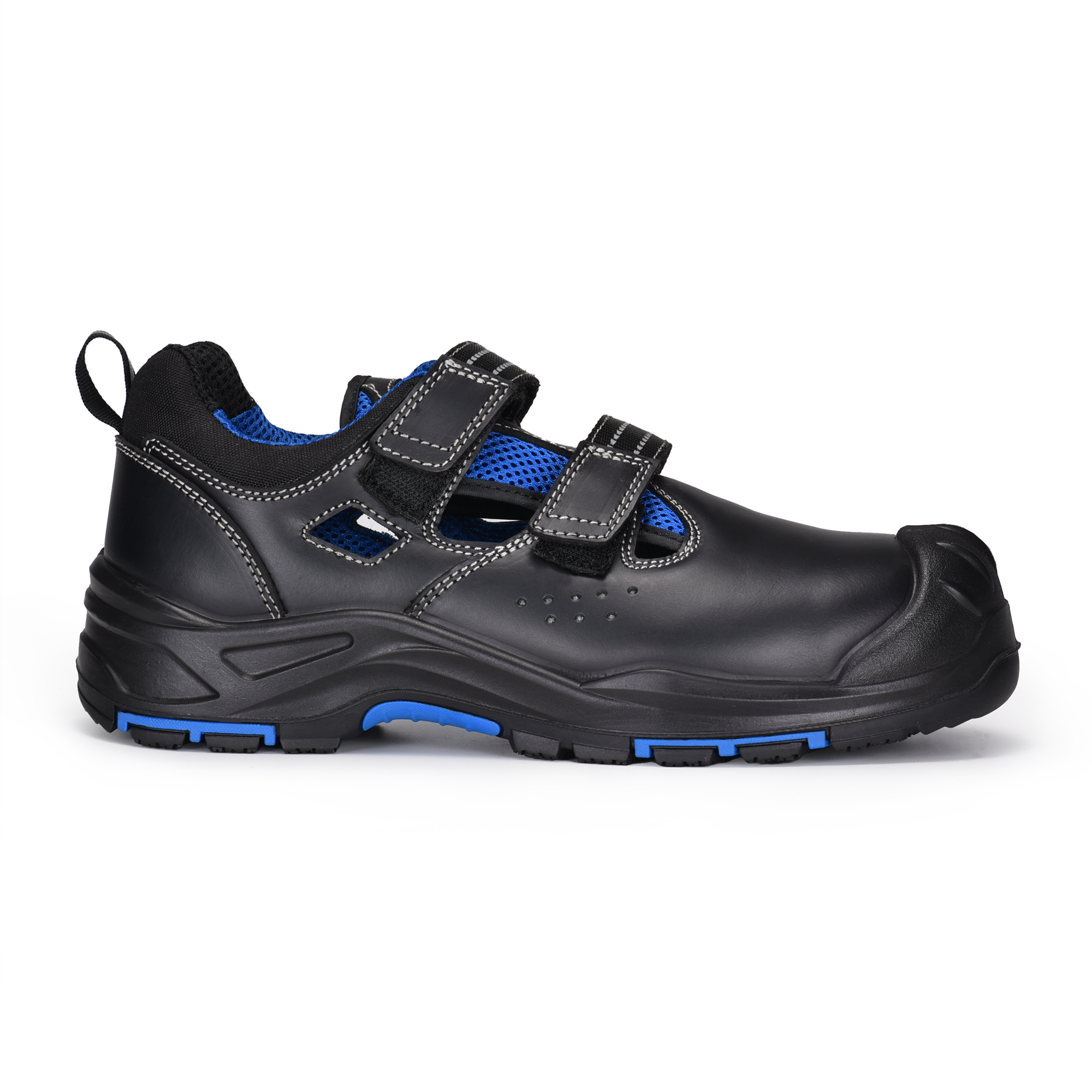 Sandalias Zapatos de trabajo Velcro Design L-7585 Azul / Metal gratis