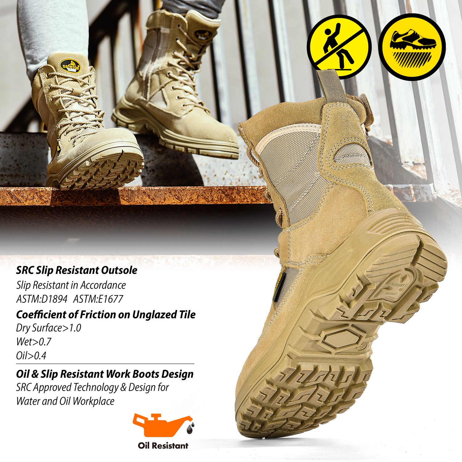 Botas de trabajo de seguridad de combate S1P H-9438 beige