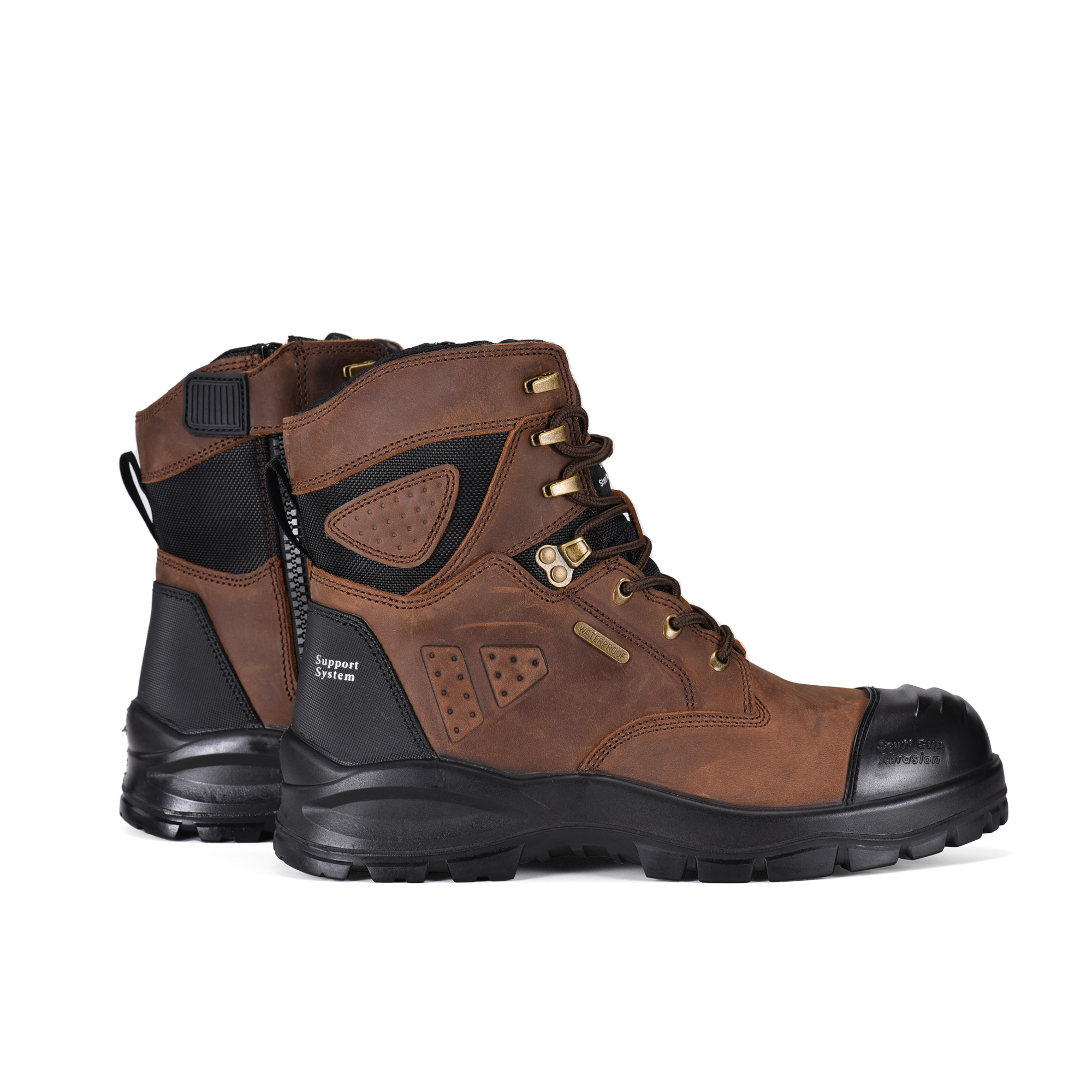  Botas de trabajo pesadas de la dedo del agua compuesta membrana impermeable M-8580 marrón