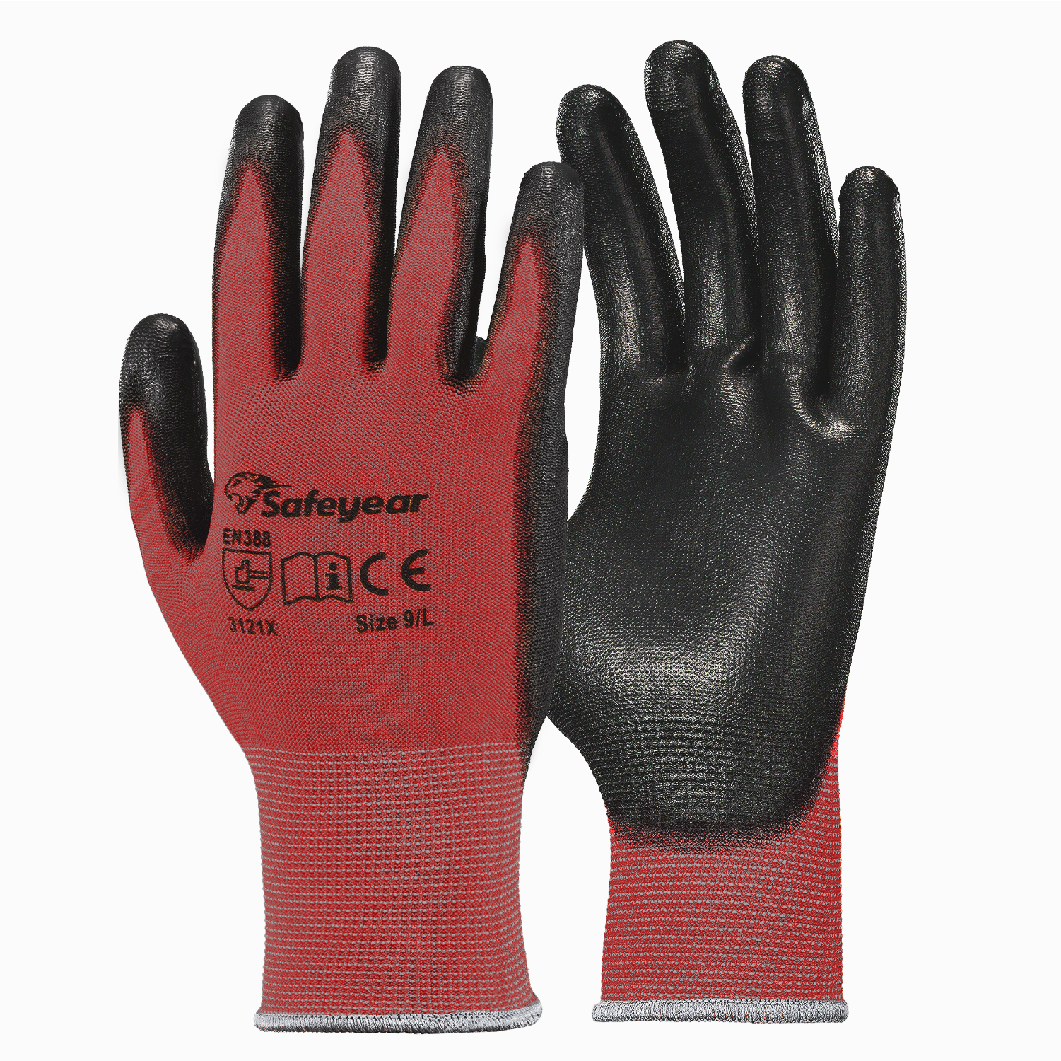 Guantes de trabajo pesados ​​recubiertos de PU PN8003 RED